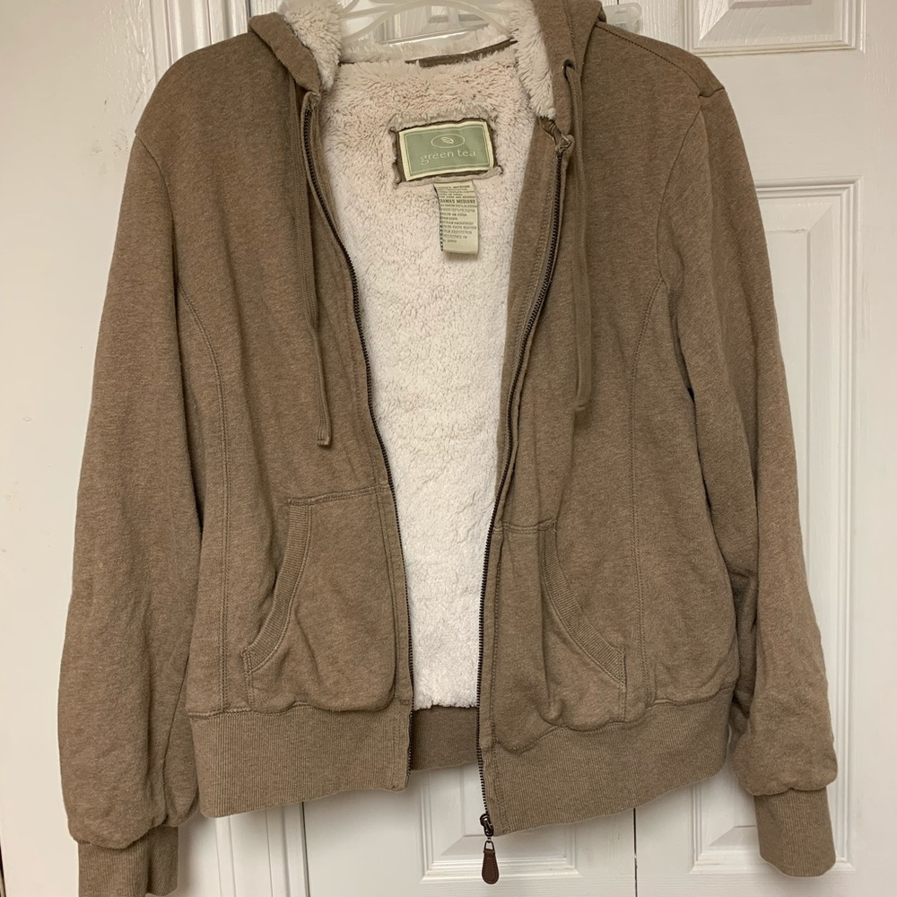 Camel color zip up hoodie